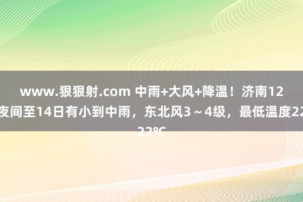 www.狠狠射.com 中雨+大风+降温!济南12昼夜间至14日有小到中雨,东北风3~4级,最低温度22℃
