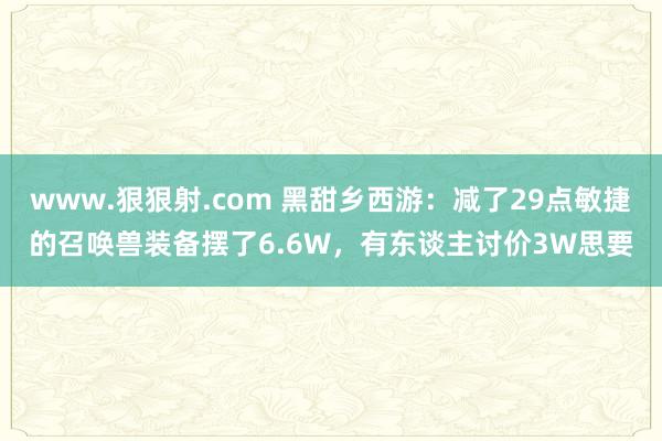 www.狠狠射.com 黑甜乡西游：减了29点敏捷的召唤兽装备摆了6.6W，有东谈主讨价3W思要