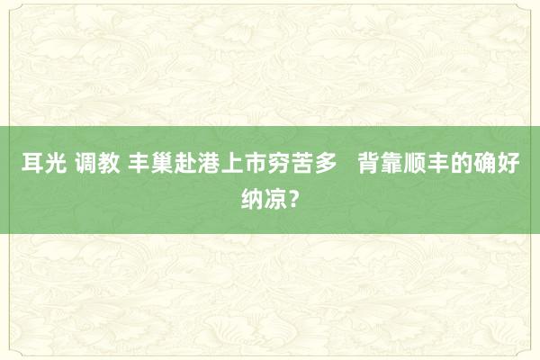 耳光 调教 丰巢赴港上市穷苦多   背靠顺丰的确好纳凉？