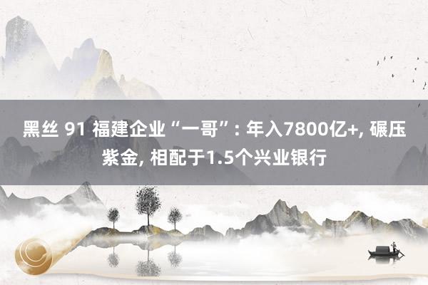 黑丝 91 福建企业“一哥”: 年入7800亿+， 碾压紫金， 相配于1.5个兴业银行