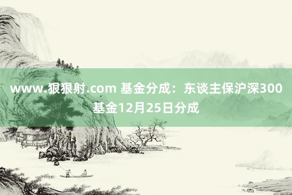 www.狠狠射.com 基金分成：东谈主保沪深300基金12月25日分成