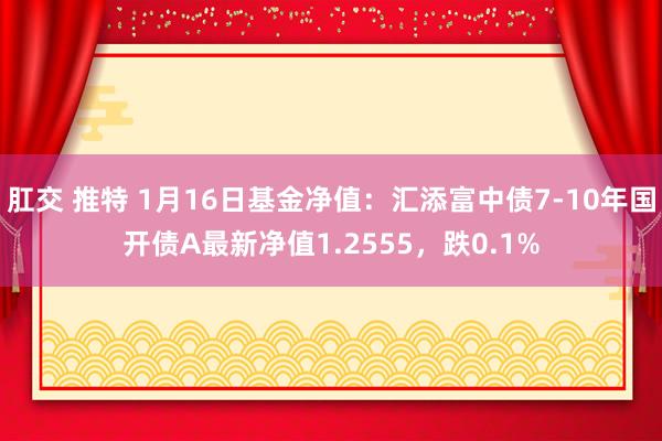 肛交 推特 1月16日基金净值：汇添富中债7-10年国开债A最新净值1.2555，跌0.1%