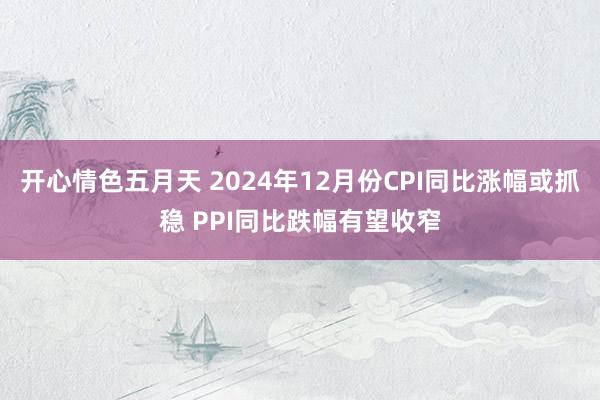 开心情色五月天 2024年12月份CPI同比涨幅或抓稳 PPI同比跌幅有望收窄