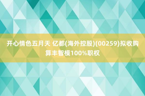 开心情色五月天 亿都(海外控股)(00259)拟收购算丰智模100%职权