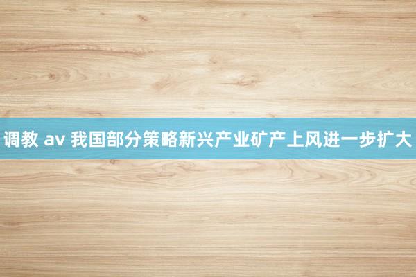 调教 av 我国部分策略新兴产业矿产上风进一步扩大