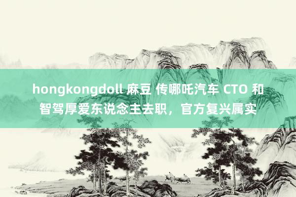 hongkongdoll 麻豆 传哪吒汽车 CTO 和智驾厚爱东说念主去职，官方复兴属实