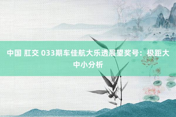 中国 肛交 033期车佳航大乐透展望奖号：极距大中小分析