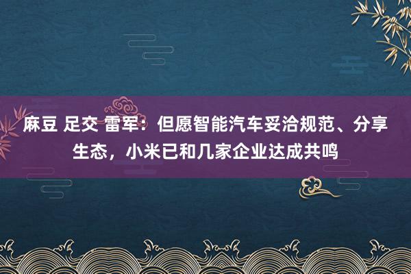 麻豆 足交 雷军：但愿智能汽车妥洽规范、分享生态，小米已和几家企业达成共鸣