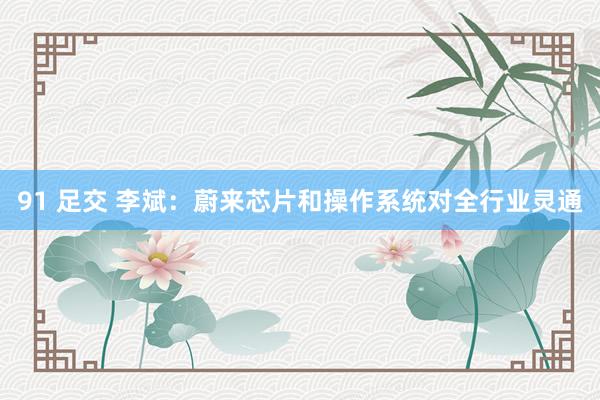91 足交 李斌：蔚来芯片和操作系统对全行业灵通