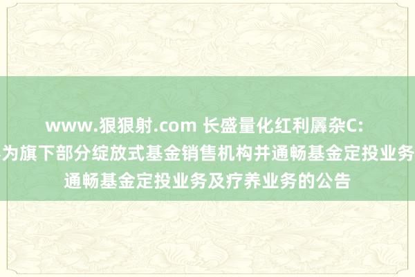www.狠狠射.com 长盛量化红利羼杂C: 对于增多广发证券为旗下部分绽放式基金销售机构并通畅基金定投业务及疗养业务的公告
