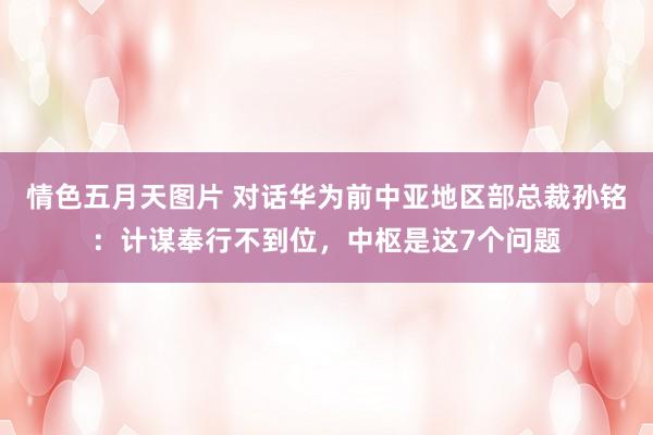 情色五月天图片 对话华为前中亚地区部总裁孙铭：计谋奉行不到位，中枢是这7个问题