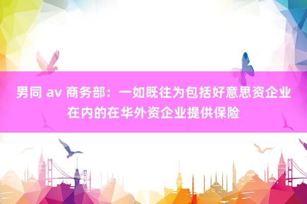 男同 av 商务部：一如既往为包括好意思资企业在内的在华外资企业提供保险