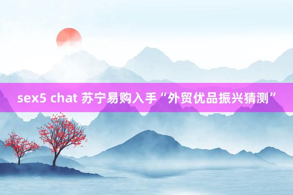 sex5 chat 苏宁易购入手“外贸优品振兴猜测”