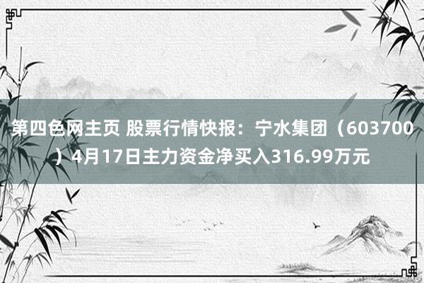 第四色网主页 股票行情快报：宁水集团（603700）4月17日主力资金净买入316.99万元