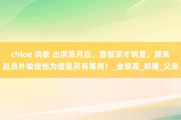 chloe 调教 出宗派月后，鲁智深才明显，原来赵员外唆使他为僧是另有筹商！_金翠莲_郑屠_父亲
