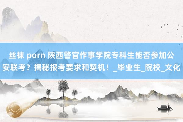 丝袜 porn 陕西警官作事学院专科生能否参加公安联考？揭秘报考要求和契机！_毕业生_院校_文化