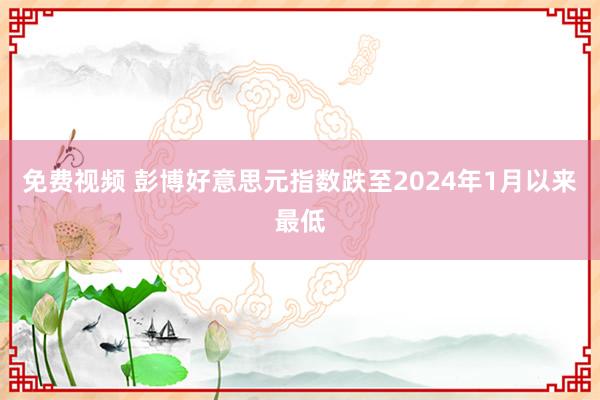 免费视频 彭博好意思元指数跌至2024年1月以来最低