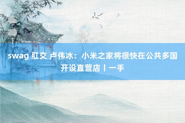 swag 肛交 卢伟冰：小米之家将很快在公共多国开设直营店丨一手