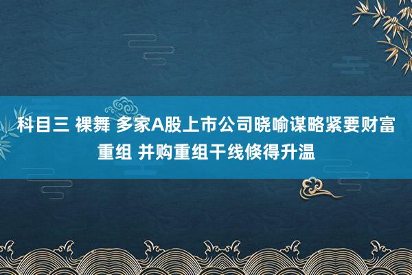 科目三 裸舞 多家A股上市公司晓喻谋略紧要财富重组 并购重组干线倏得升温