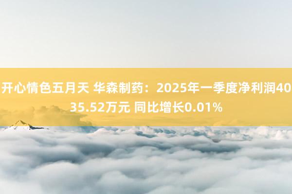 开心情色五月天 华森制药：2025年一季度净利润4035.52万元 同比增长0.01%
