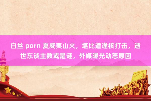 白丝 porn 夏威夷山火，堪比遭逢核打击，逝世东谈主数或是谜，外媒曝光动怒原因