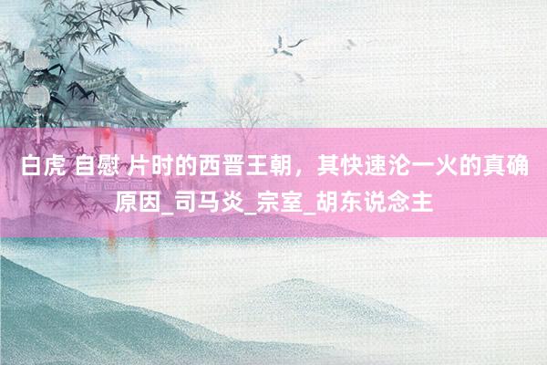 白虎 自慰 片时的西晋王朝，其快速沦一火的真确原因_司马炎_宗室_胡东说念主